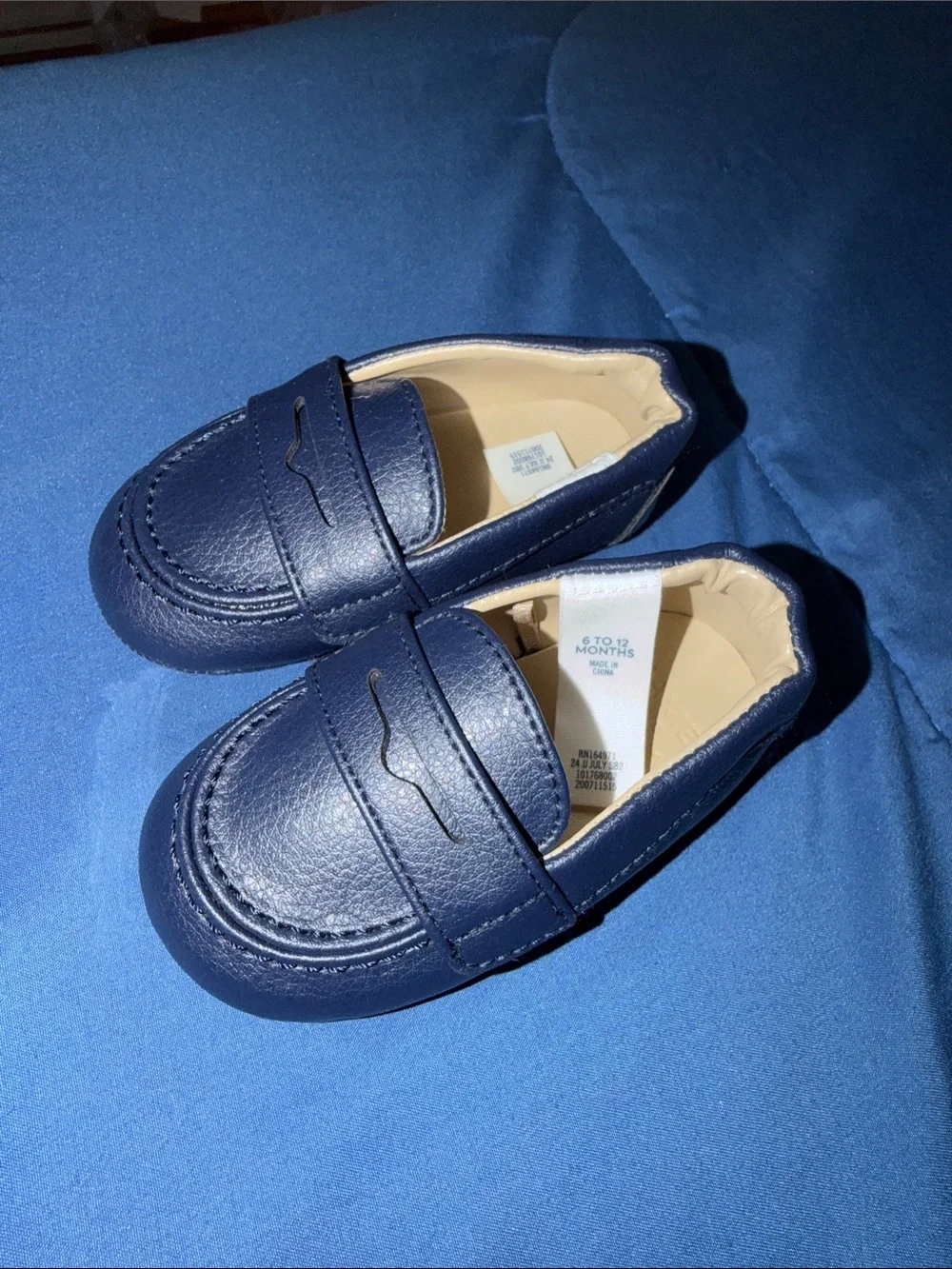 Janie & Jack Navy Loafers - 6 to 12 months